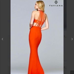 Faviana 7728 Cutout Dress, Papaya homecoming dress